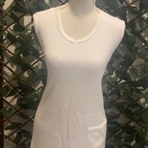 Beach Cabana White Sweater Vest Long Shirt